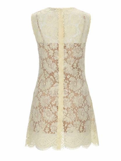Mini Lace Dress Yellow