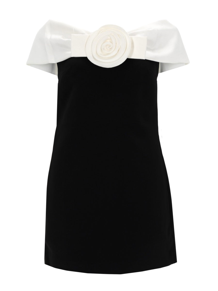 Mini Dress With Flower Detail Black