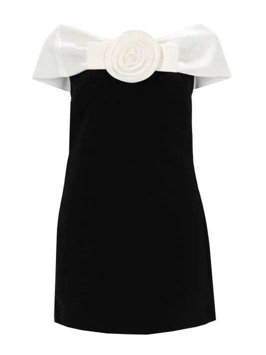 Mini Dress With Flower Detail Black