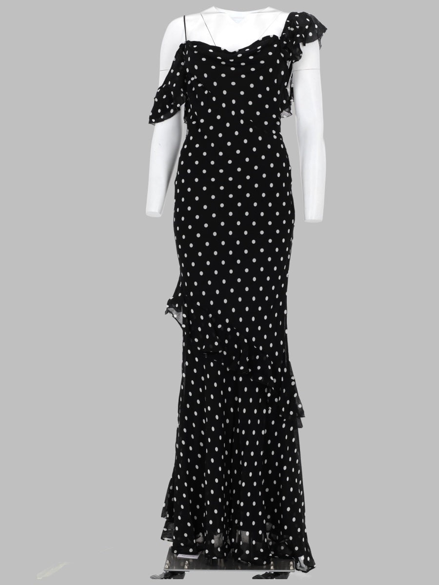 Long Georgette Polka-Dot Dress