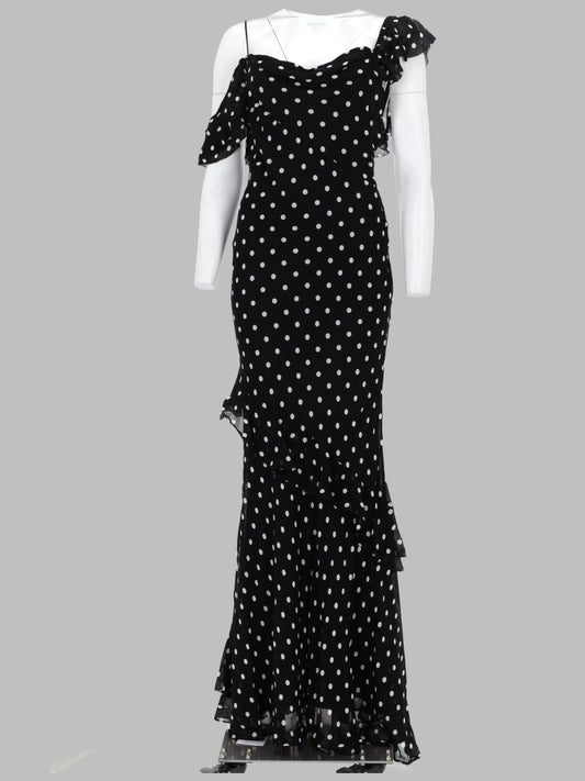 Long Georgette Polka-Dot Dress