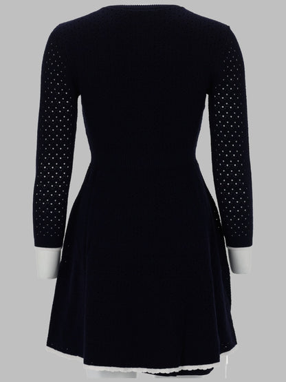 Knit Mini Dress With Bow (Blue)