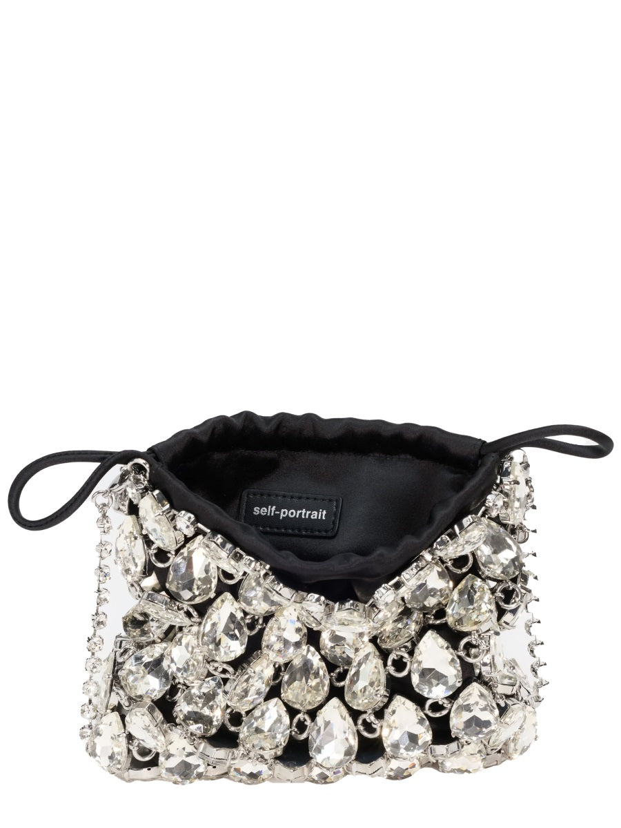 Handbag Mini Metallic Knit Silver