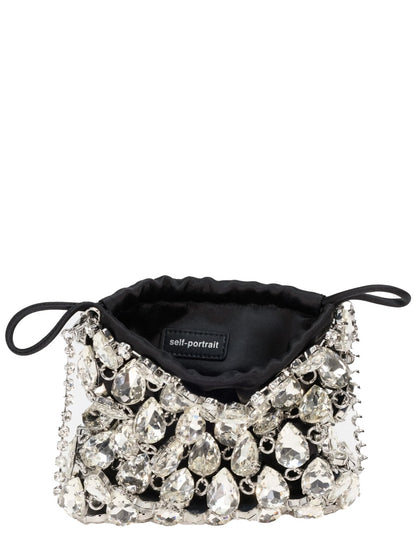 Handbag Mini Metallic Knit Silver