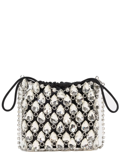 Handbag Mini Metallic Knit Silver