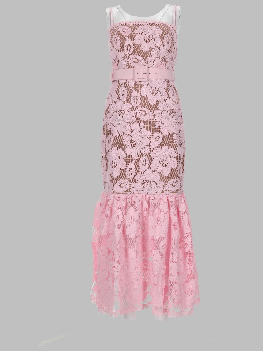 Midi Crochet Dress Pink