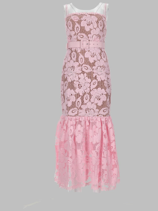 Midi Crochet Dress Pink