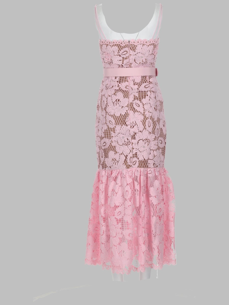 Midi Crochet Dress Pink