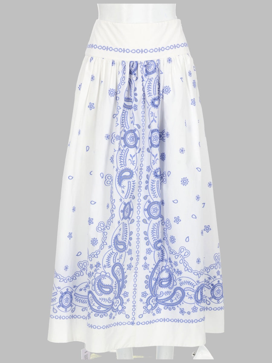 Skirt Midi Embroidered White