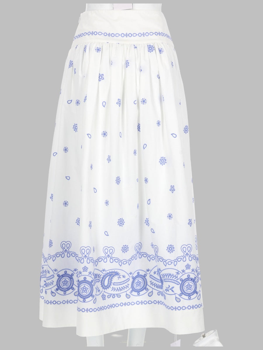 Skirt Midi Embroidered White
