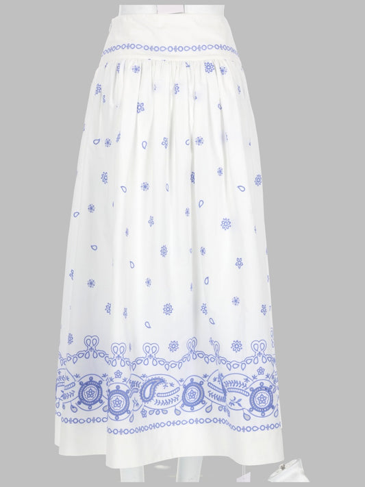 Skirt Midi Embroidered White