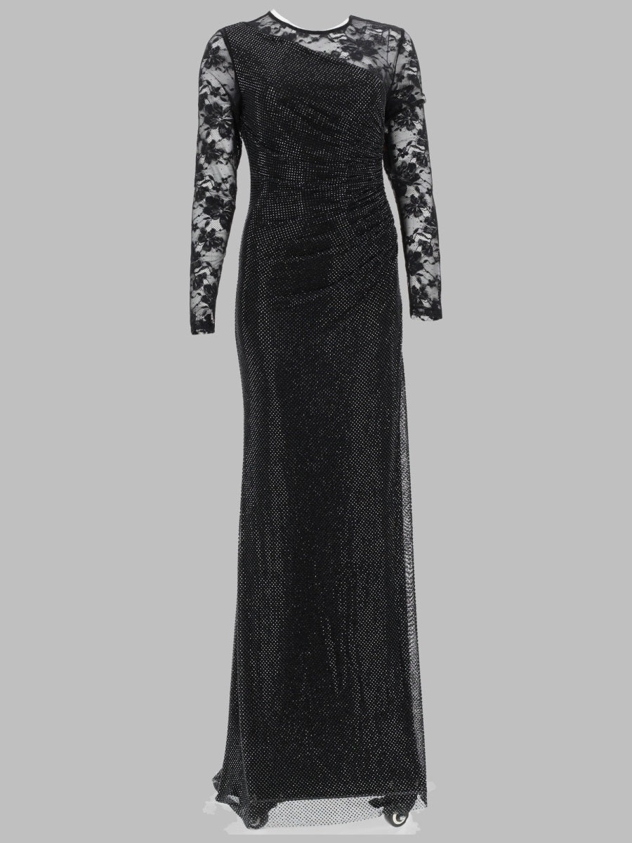 Long Dress With Lace Sleeve Black