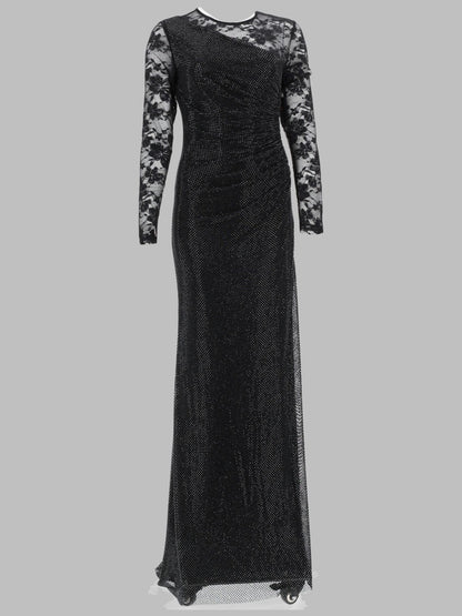 Long Dress With Lace Sleeve Black