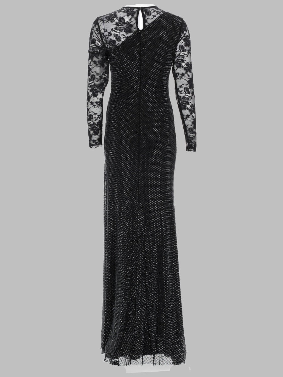 Long Dress With Lace Sleeve Black