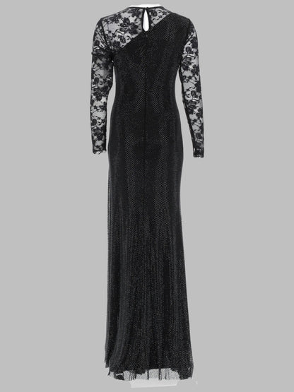 Long Dress With Lace Sleeve Black