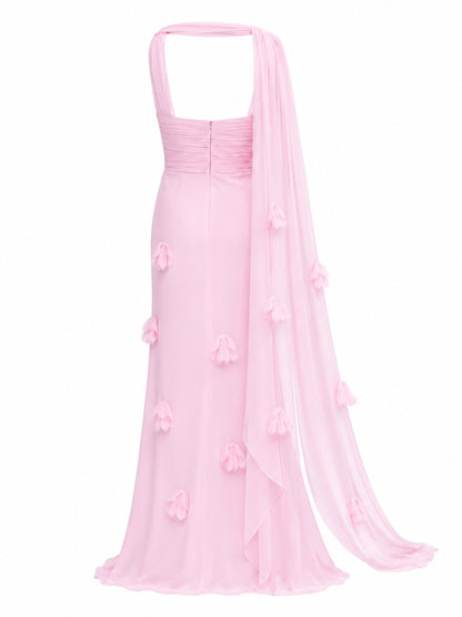 Dress With Scarf Georgette Pink