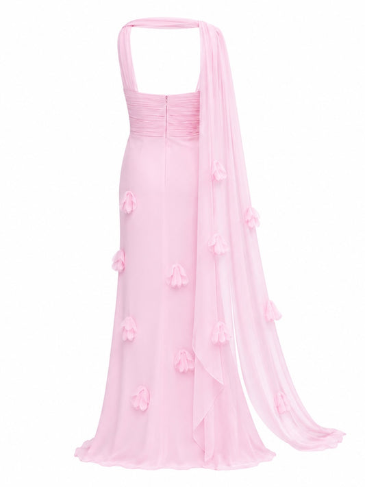 Dress With Scarf Georgette Pink