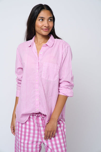 Good Boyfriend Shirt - Menswear Stripe Dahlia