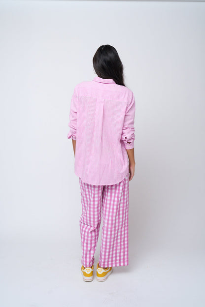 Good Boyfriend Shirt - Menswear Stripe Dahlia