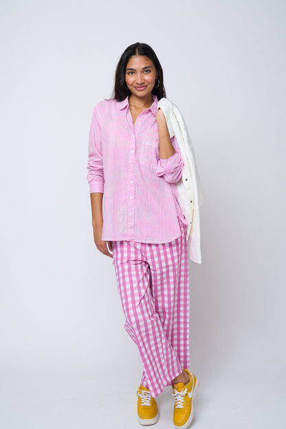 Good Boyfriend Shirt - Menswear Stripe Dahlia