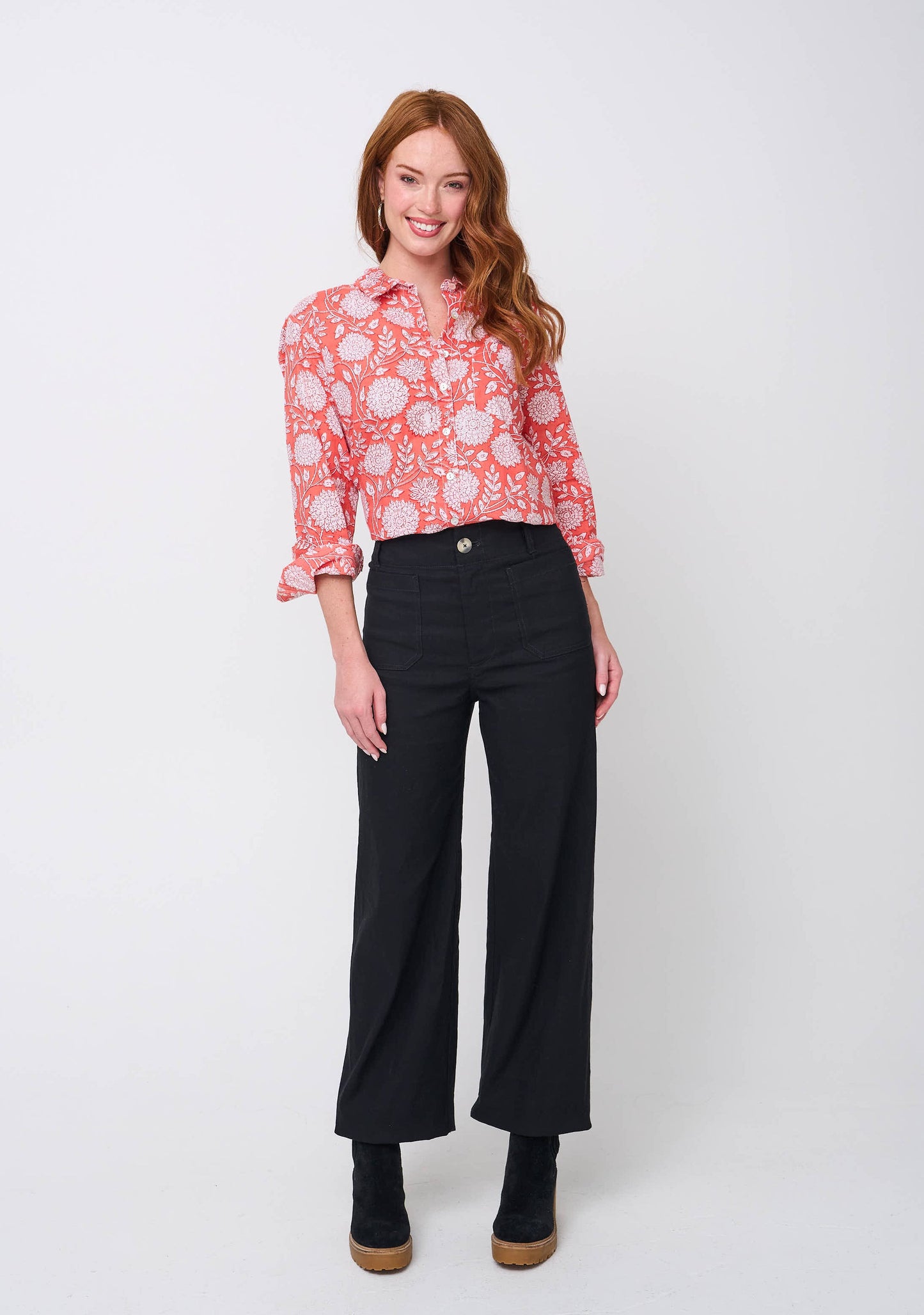 Good Boyfriend Shirt - Hydrangea Beauty Papaya