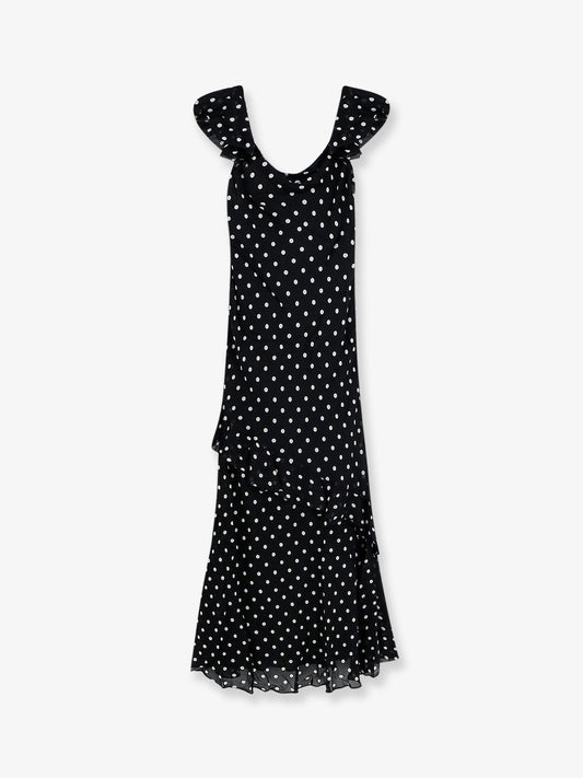 Dress Polka-Dot Viscose Black