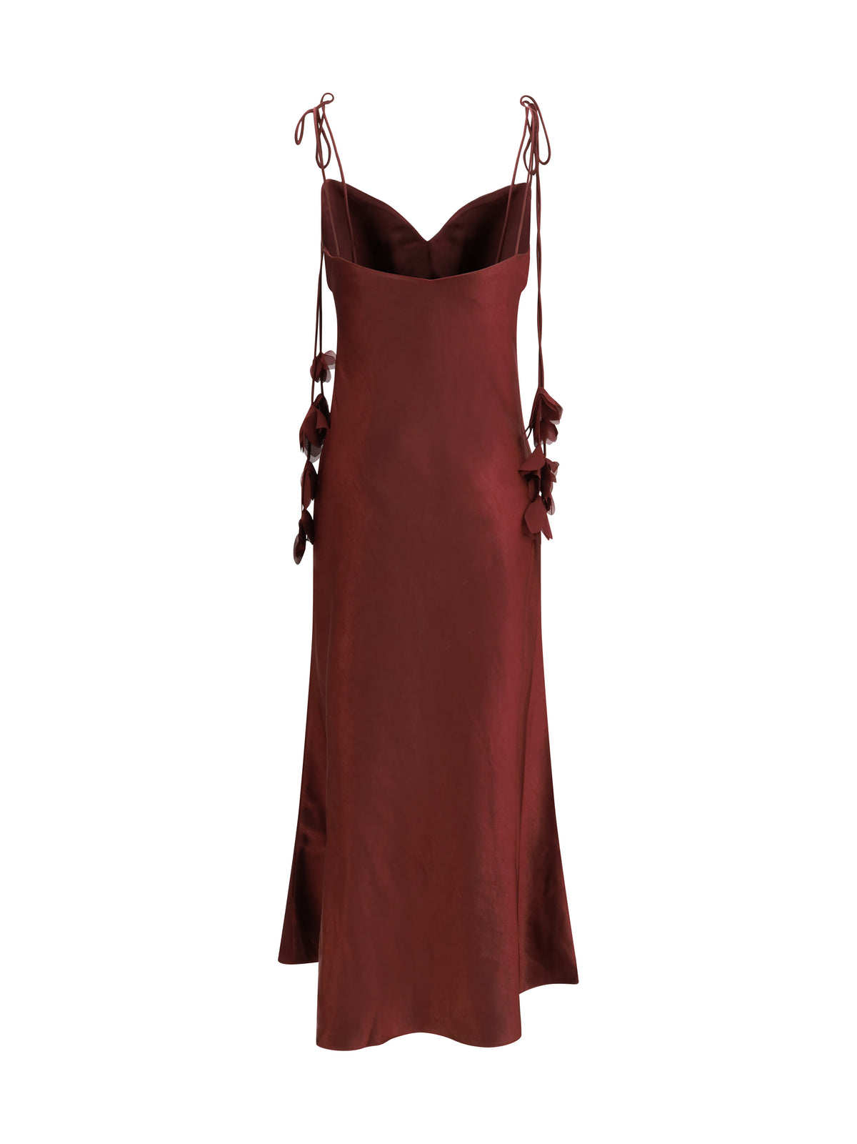Midi Dress Satin Flower Burgundy