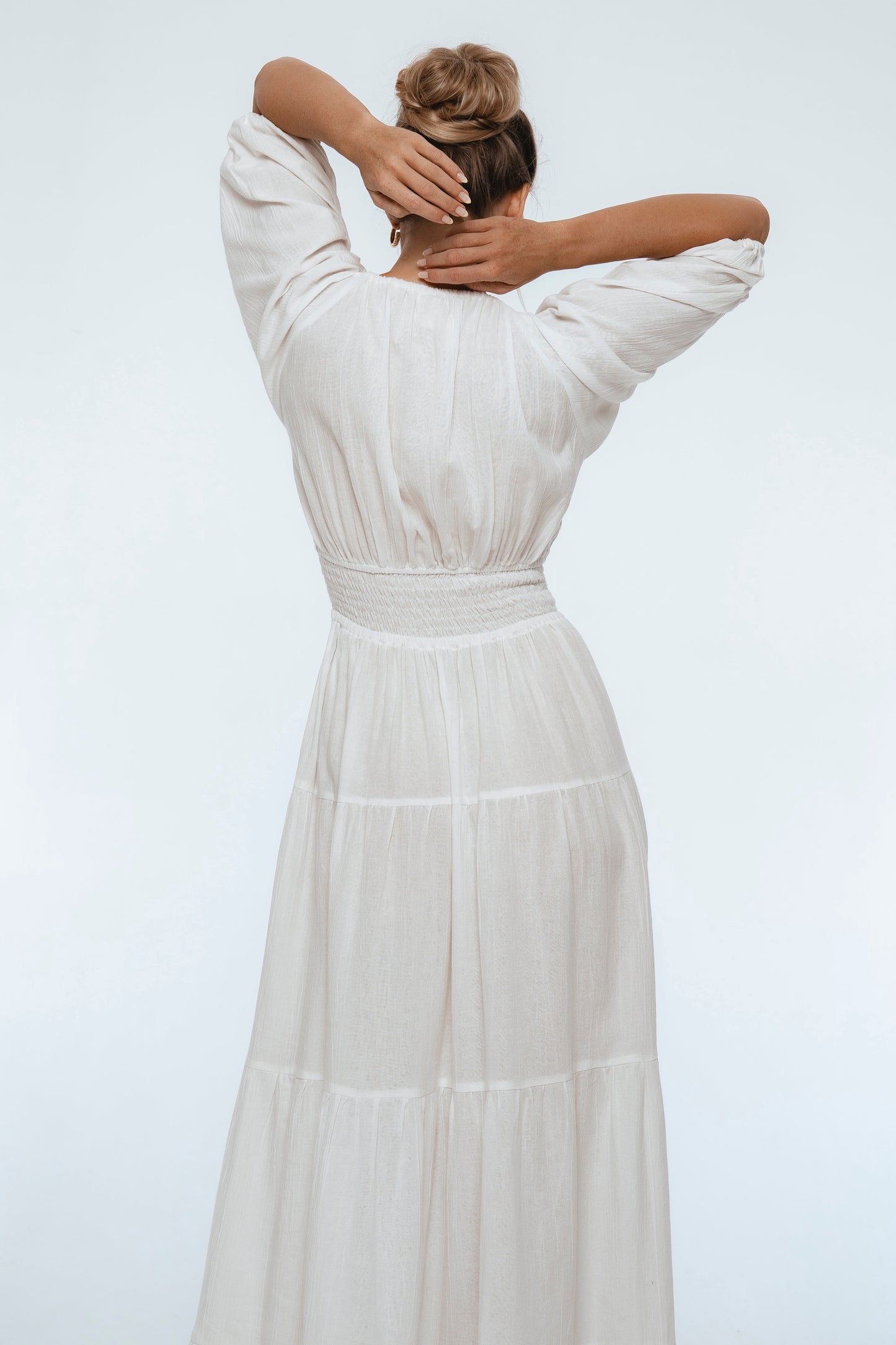 Lucienne Smocked Linen Maxi Dress