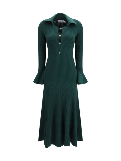 Knit Midi Dress Green