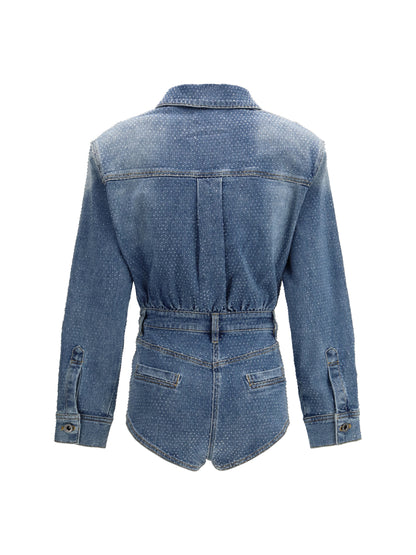 Playsuit Rhinestone Denim Blue
