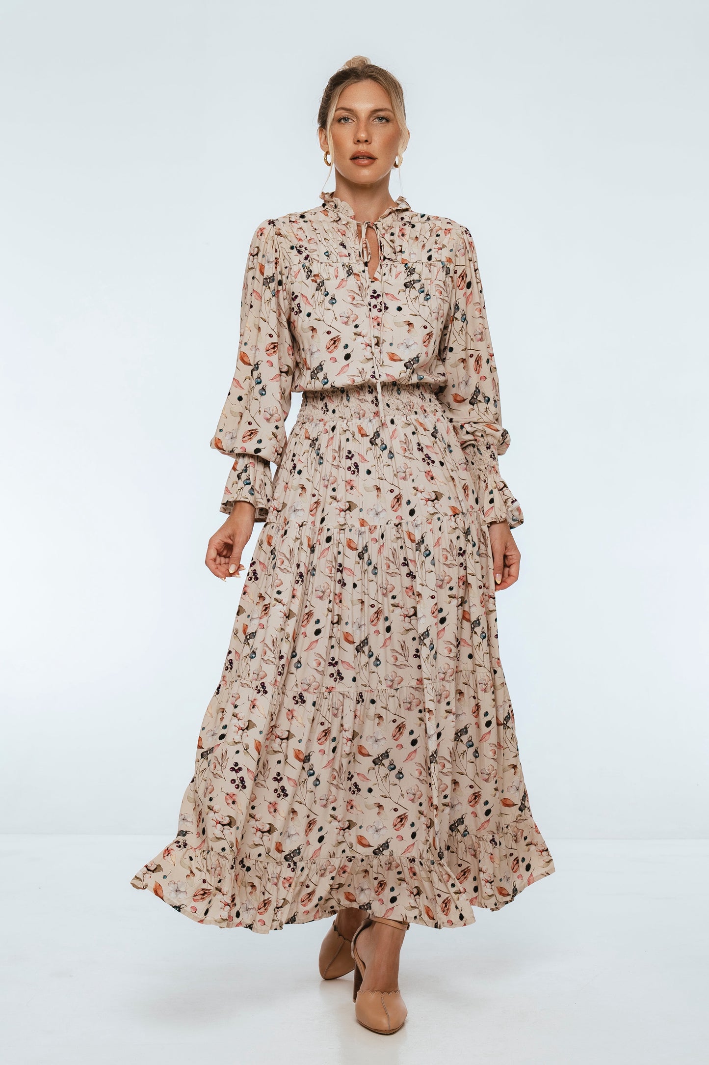 White Lotus Ruffled Maxi Dress
