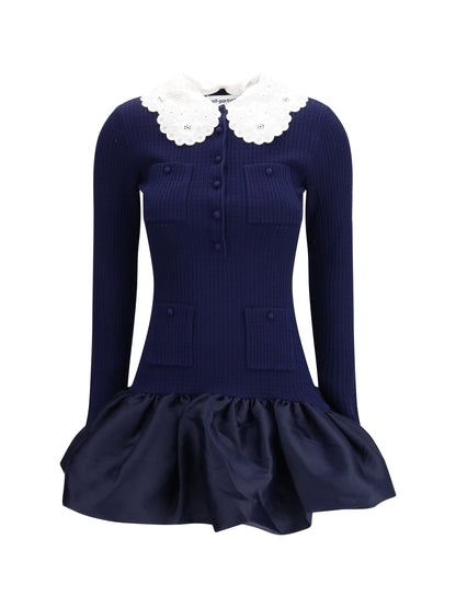 Mini Dress Knit & Taffeta Navy