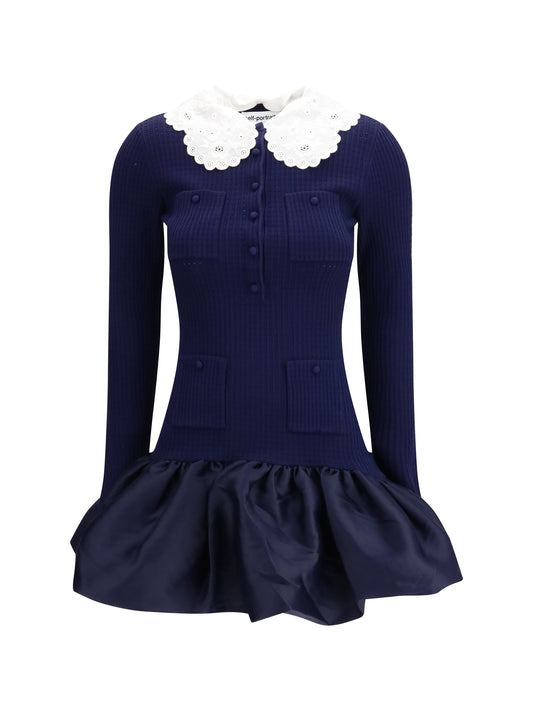 Mini Dress Knit & Taffeta Navy