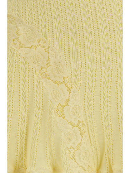 Mini Skirt Pointelle Knit Yellow