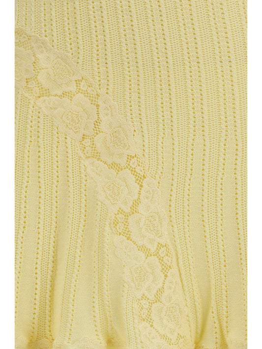 Mini Skirt Pointelle Knit Yellow