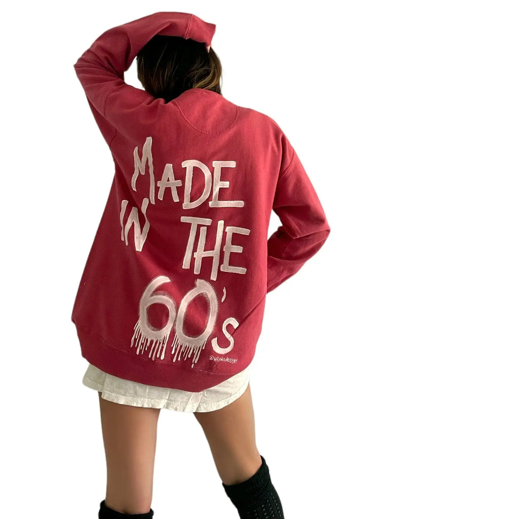 '60s Baby!' Painted Red Crewneck by Wren + Glory Wren + Glory