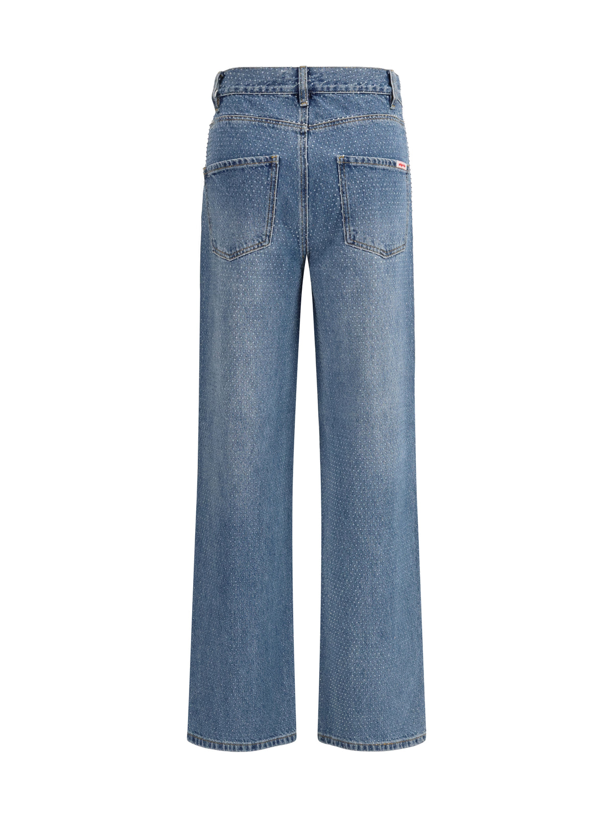 Straight-Leg Rhinestone Jeans Blue