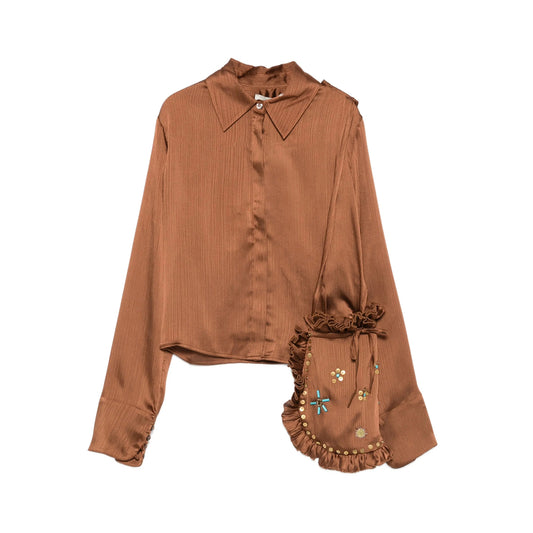 Siedres Brown Satin Shirt