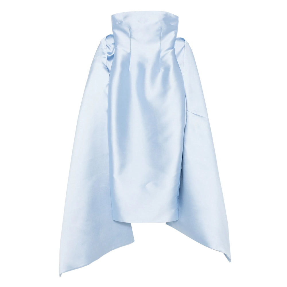 Ice Blue Strapless Dress With Rear Slit