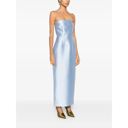 Ice Blue Strapless Dress With Rear Slit