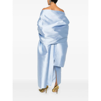 Ice Blue Strapless Dress With Rear Slit