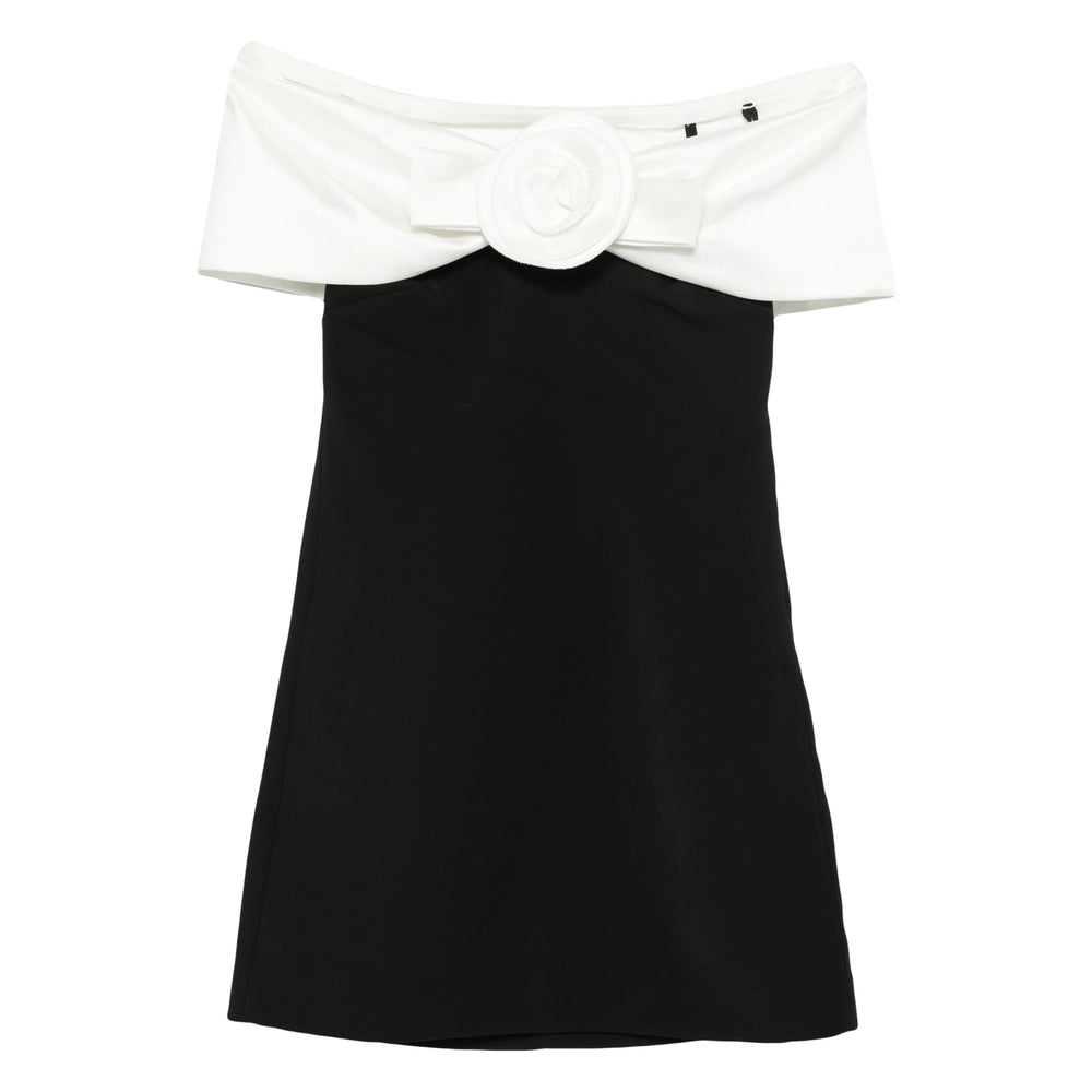 Off-Shoulder Floral Appliqué Dress