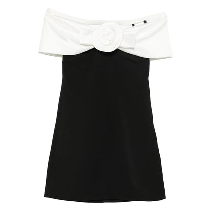 Off-Shoulder Floral Appliqué Dress