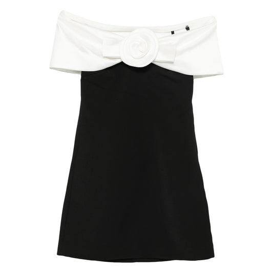 Off-Shoulder Floral Appliqué Dress