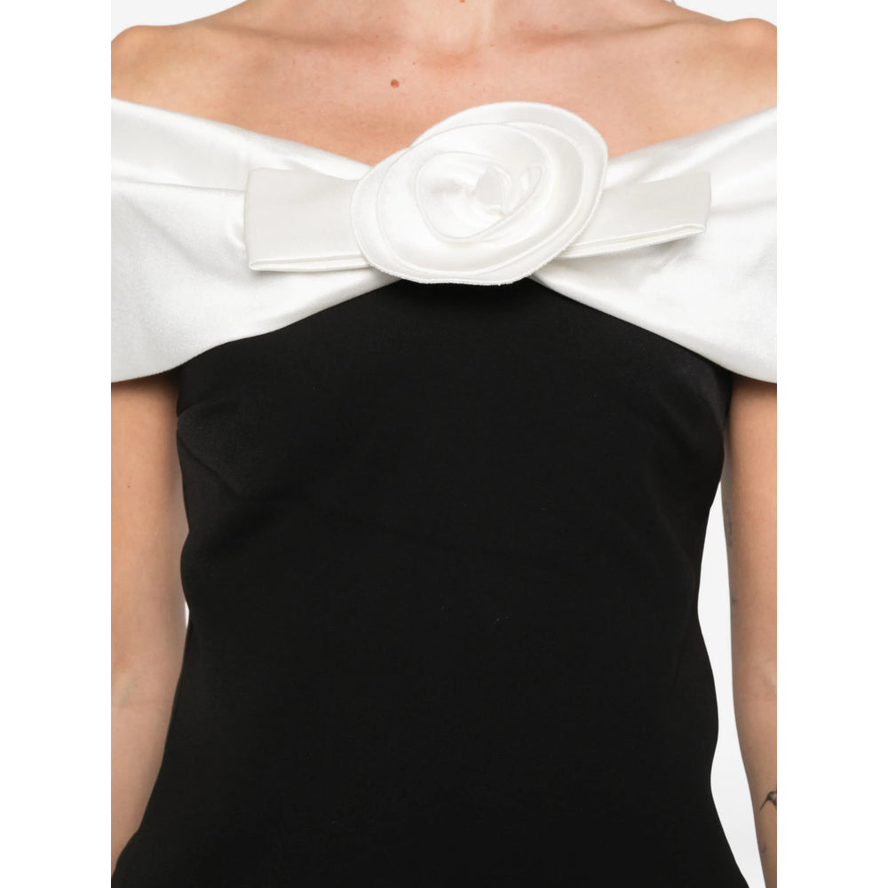 Off-Shoulder Floral Appliqué Dress
