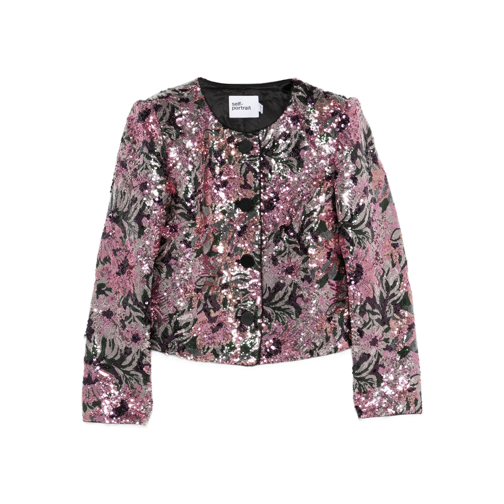 Floral Pattern Sequin Embellished Outerwear