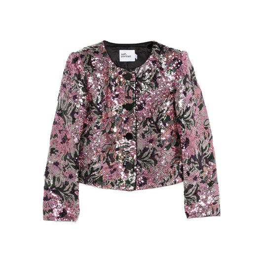 Floral Pattern Sequin Embellished Outerwear