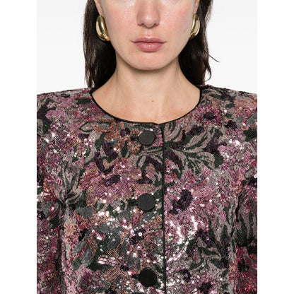 Floral Pattern Sequin Embellished Outerwear