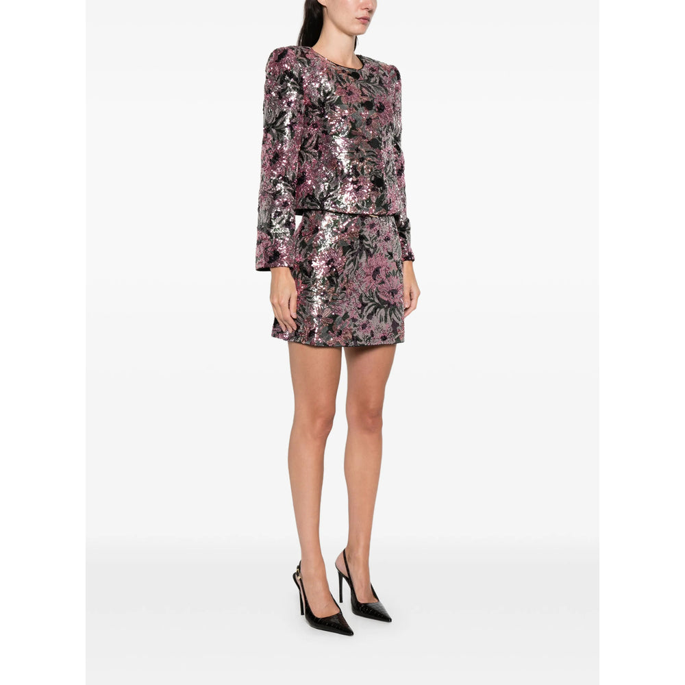 Floral Pattern Sequin Embellished Outerwear