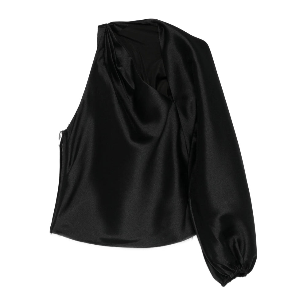 One Shoulder Asymmetric Sleeve Top
